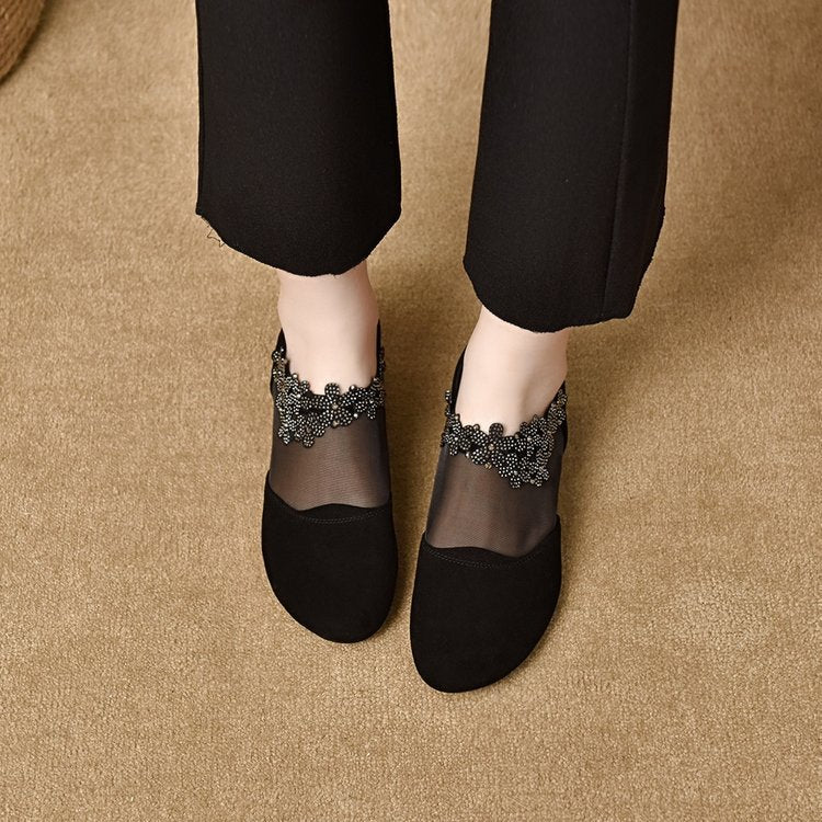 ✨【35-41】🏆2025 nowe damskie buty na koturnie z wydrążoną siateczką i miękkim spodem-3901737