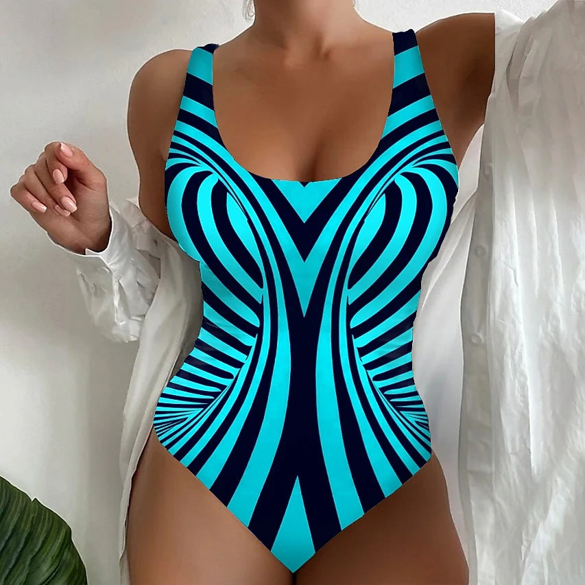 【45% zniżki】【😍S~6XL】Seksowny, jednoczęściowy kostium kąpielowy w paski-3896717