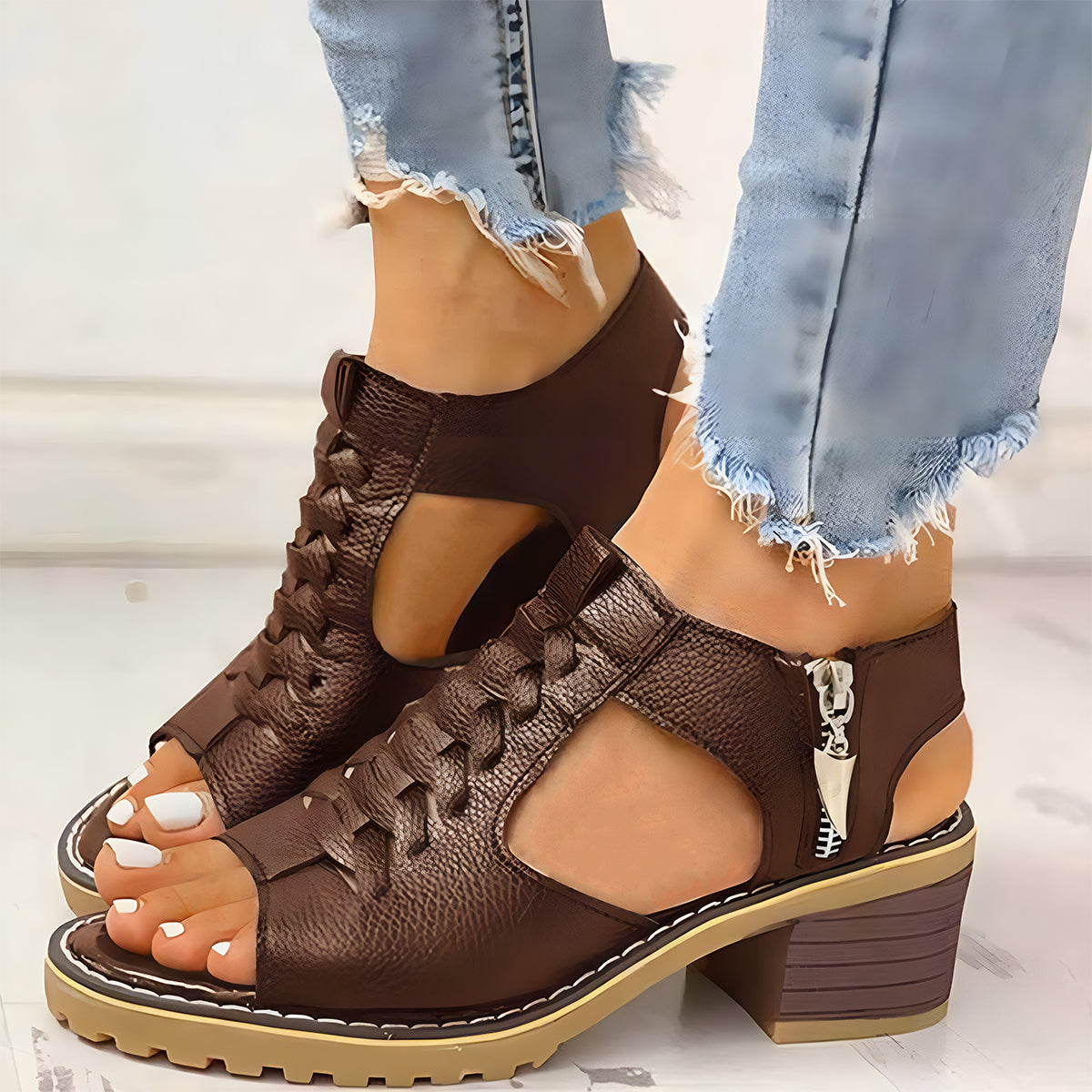 💟【45% zniżki na nowe produkty】【35-41】Klasyczne skórzane sandały damskie na grubej platformie