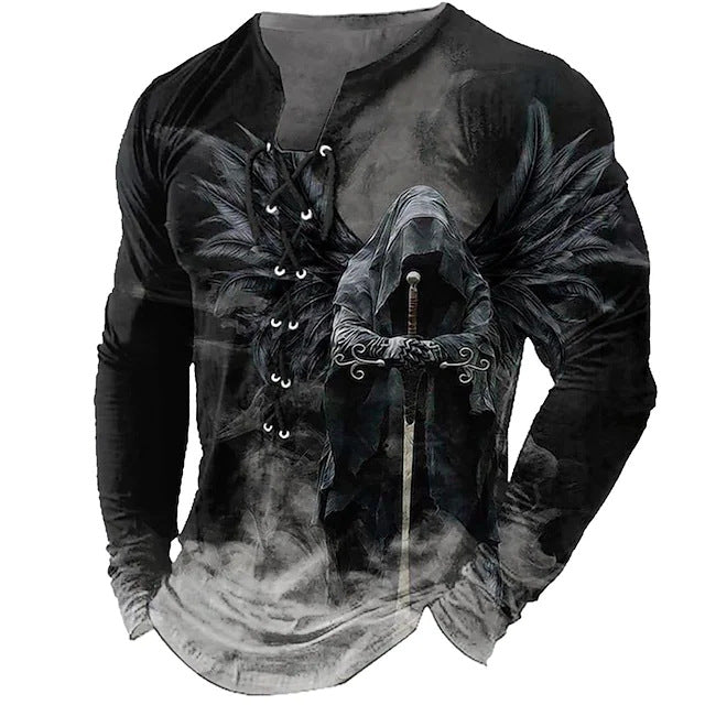 【Rabat fabryczny 45%】【S-4XL】 Męska koszulka z nadrukiem 3D z nadrukiem lwa, na co dzień, z długim rękawem