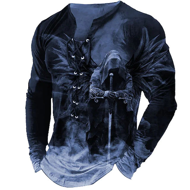 【Rabat fabryczny 45%】【S-4XL】 Męska koszulka z nadrukiem 3D z nadrukiem lwa, na co dzień, z długim rękawem