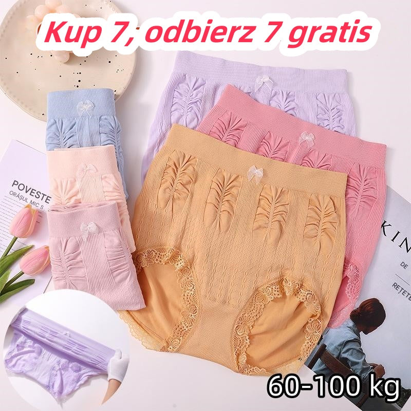 👩🔥【7szt.】(60-100kg) Antybakteryjna bielizna wyszczuplająca brzuch, wysoka elastyczność, wysoki stan, bielizna w dużych rozmiarach-3887072