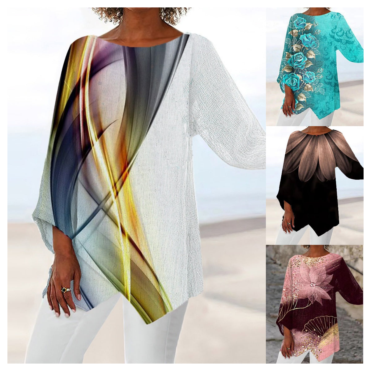 【S-6XL】2025 Wiosna Nowy Modny Luźny Top Z Cekinami W Gwiazdki