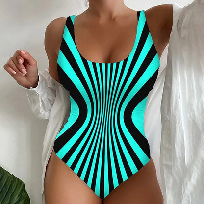 【45% zniżki】【😍S~6XL】Seksowny, jednoczęściowy kostium kąpielowy w paski-3896717