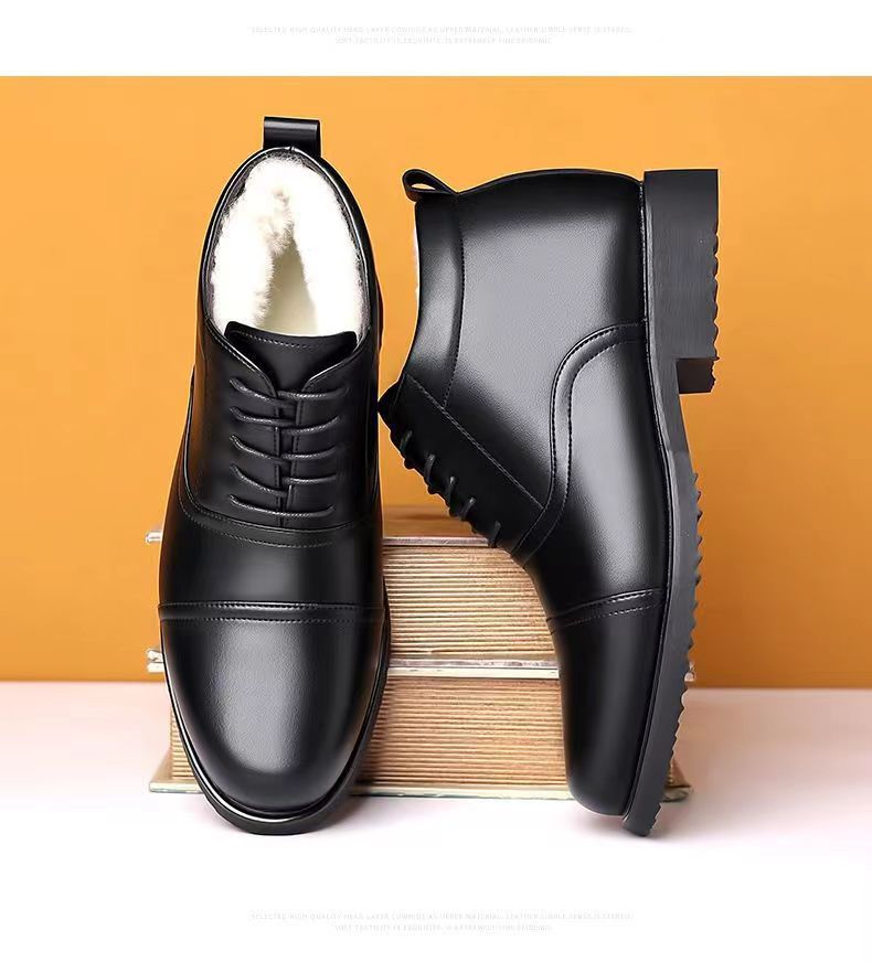 【30% ZNIŻKI】【39-44】Męskie zimowe skórzane buty z grubą i ciepłą podeszwą-3801066