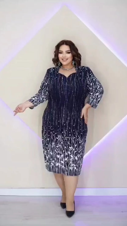 【🏆️Gorąca wyprzedaż】👑🌷 【S-5XL】2025 nowa elegancka sukienka z nadrukiem-3897824
