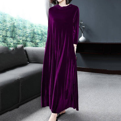 【M-4XL】Elegancka złota aksamitna sukienka, która emanuje elegancją od środka!-3905329