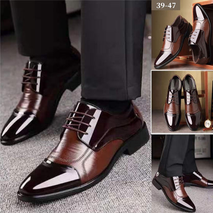 【39-47】Nowe męskie buty ze skóry bydlęcej modne biznesowe dżentelmenskie buty na co dzień skórzane-3913084