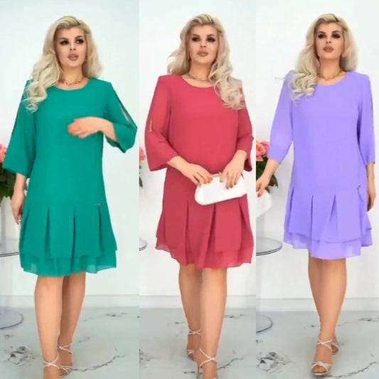 【S-5XL】Elegancka sukienka z szyfonu plus size