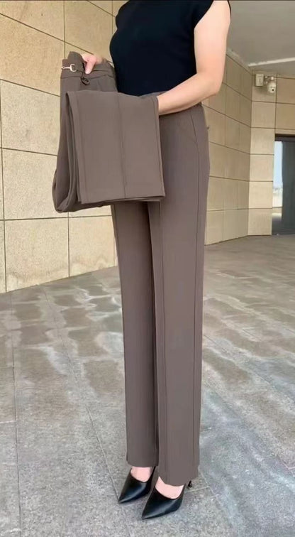 🔥Bestseller🔥Pantaloni drepți noi de înaltă calitate, pantaloni casual de îmbrăcăminte exterioară de vară, pantaloni simpli subțiri cu talie înaltă 【M-4XL】
