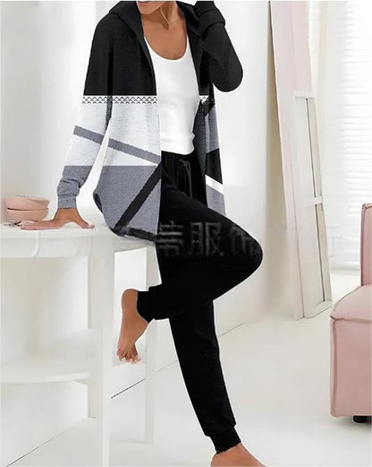🔥【S-3XL】🔥Jesienno-zimowy damski dwuczęściowy garnitur z nadrukiem, spodnie z długim rękawem-3899108