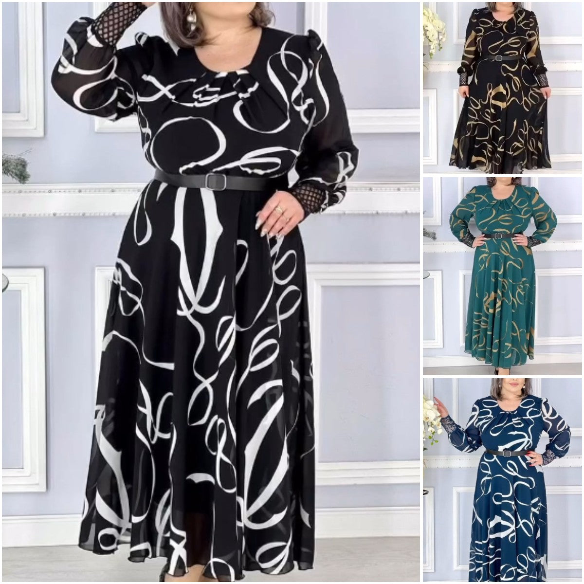 🎉🎆【S-5XL】2025 nowa klasyczna retro elegancka szlachetna długa spódnica-3882193
