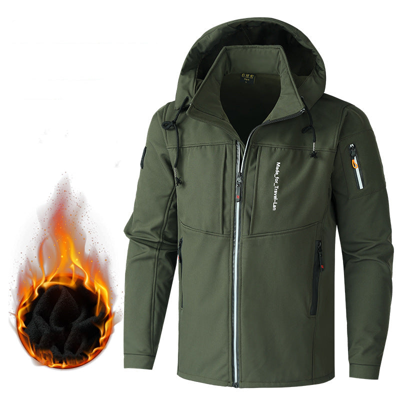 🔥[M~4XL] 2024 jesienno-zimowa nowa modna męska ciepła pogrubiona kurtka z kapturem-3859915