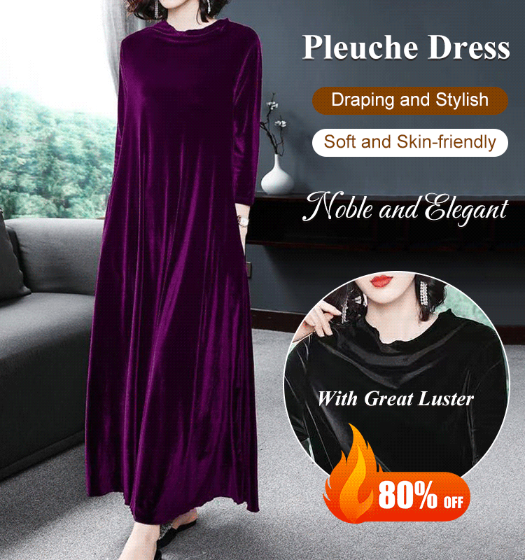【M-4XL】Elegancka złota aksamitna sukienka, która emanuje elegancją od środka!-3905329
