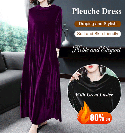 【M-4XL】Elegancka złota aksamitna sukienka, która emanuje elegancją od środka!-3905329