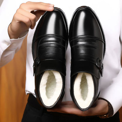 【39-44】Męskie buty skórzane na zimę z grubą i ciepłą podeszwą-3853679