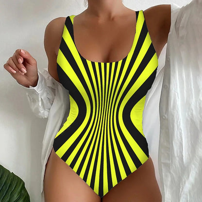 【45% zniżki】【😍S~6XL】Seksowny, jednoczęściowy kostium kąpielowy w paski-3896717