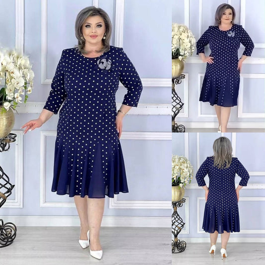 👗🌠Nowy model 2025 elegancka sukienka w kropki, dzwonowy dół, klasyczna moda, wygodna i uniwersalna, pasuje do każdej sylwetki, S-5XL-3897902
