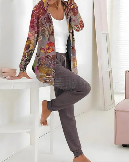 🔥【S-3XL】🔥Jesienno-zimowy damski dwuczęściowy garnitur z nadrukiem, spodnie z długim rękawem-3899108