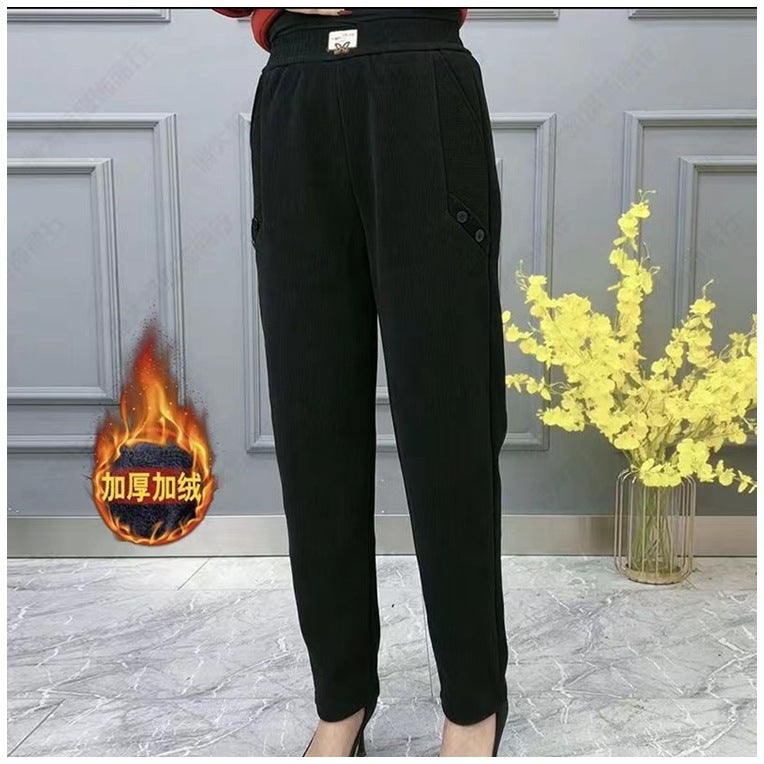 【2XL-5XL】Nowe, zimowe, pogrubione i aksamitne, luźne spodnie plus size✅【55-92,5kg】-3824192