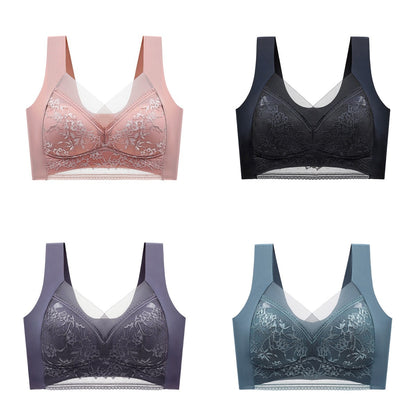 🥰【1 komplet 4 sztuki】👙【40-110 KG】Damski wygodny, bezszwowy koronkowy biustonosz-3878306