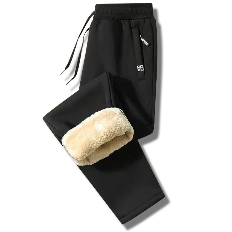 👖2024 Iarna Bărbați de iarnă Lambswool îngroșat Casual cald Sweatpants cald-3819341