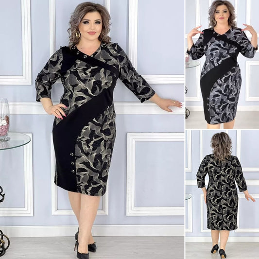 【🏆️Gorąca wyprzedaż】🌷 [S-5XL] 2025 Nowa elegancka sukienka z nadrukiem-3879217