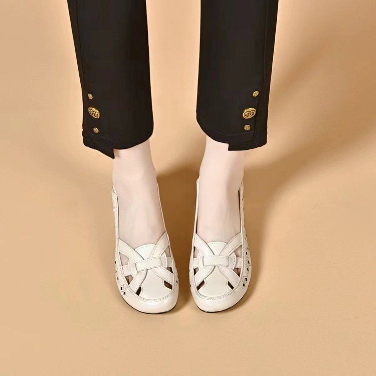 🔥Oferta especial💞【35-40】2025 Sandalias de mujer nuevas con punta redonda, piel auténtica, tacón bajo