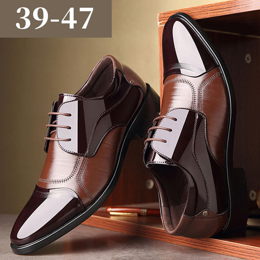 【39-47】Nowe męskie buty ze skóry bydlęcej modne biznesowe dżentelmenskie buty na co dzień skórzane-3913084
