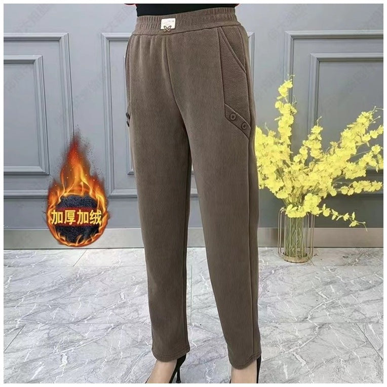 【2XL-5XL】Nowe, zimowe, pogrubione i aksamitne, luźne spodnie plus size✅【55-92,5kg】-3824192