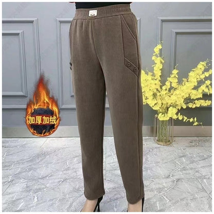 【2XL-5XL】Nowe, zimowe, pogrubione i aksamitne, luźne spodnie plus size✅【55-92,5kg】-3824192