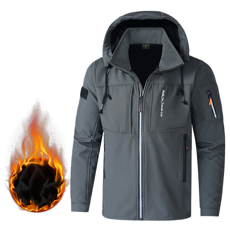 🔥[M~4XL] 2024 jesienno-zimowa nowa modna męska ciepła pogrubiona kurtka z kapturem-3859915