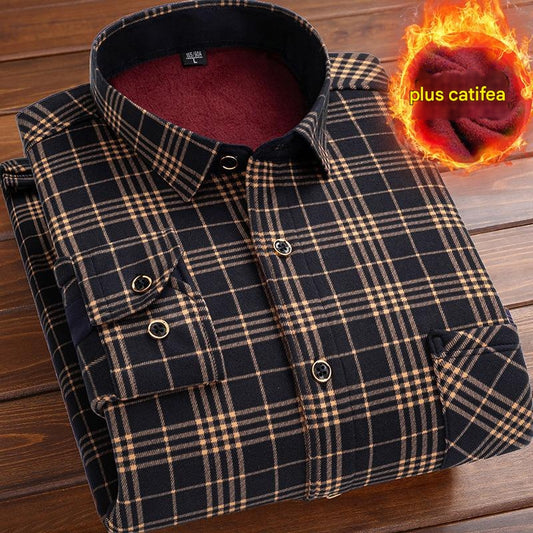 👔【L-4XL】Ciepła koszula w aksamitną kratę na jesień i zimę ✅【45-95kg】-3808243
