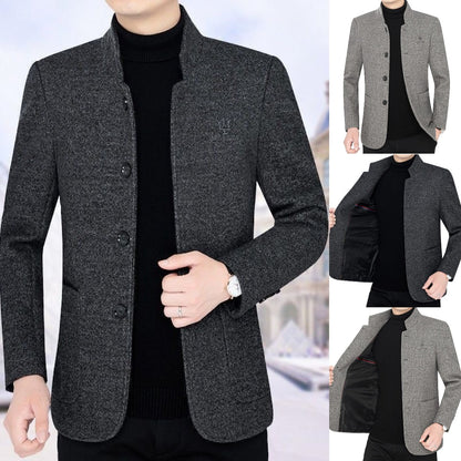 🍂【M-4XL】🔥2024 nowa swobodna kurtka z klapami męska jesienna i zimowa aksamitna, pogrubiona wełniana bluza