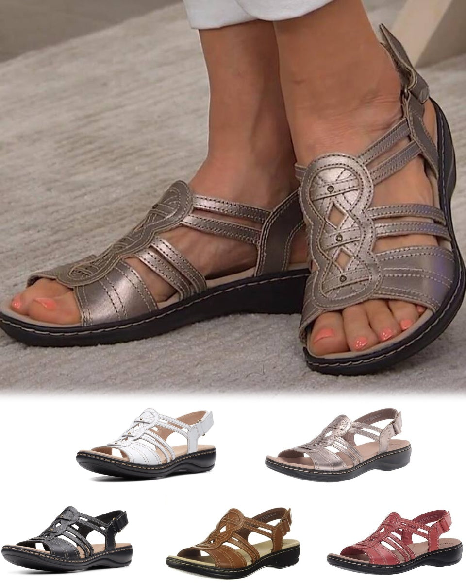 👡Oryginalna zniżka fabryczna 45%【35-43】Lato nowe miękkie i wygodne damskie skórzane sandały 5 cm-miękki spód antypoślizgowy