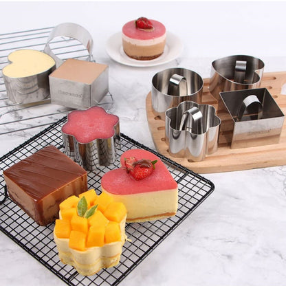🥞【5 sztuk】 Formy do pieczenia ze stali nierdzewnej o różnych kształtach-3906672