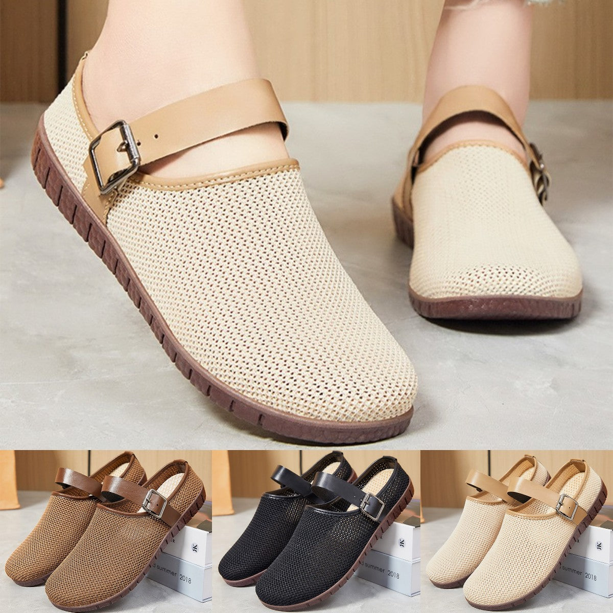 🌴🌴【36-41】🧊 Sandale retro versatile tricotate cu talpă moale-3917556