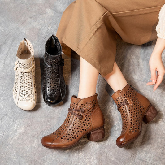 👢【35-40】 2025 Lato Nowe Oddychające Botki Na Grubym Obcasie-3913976