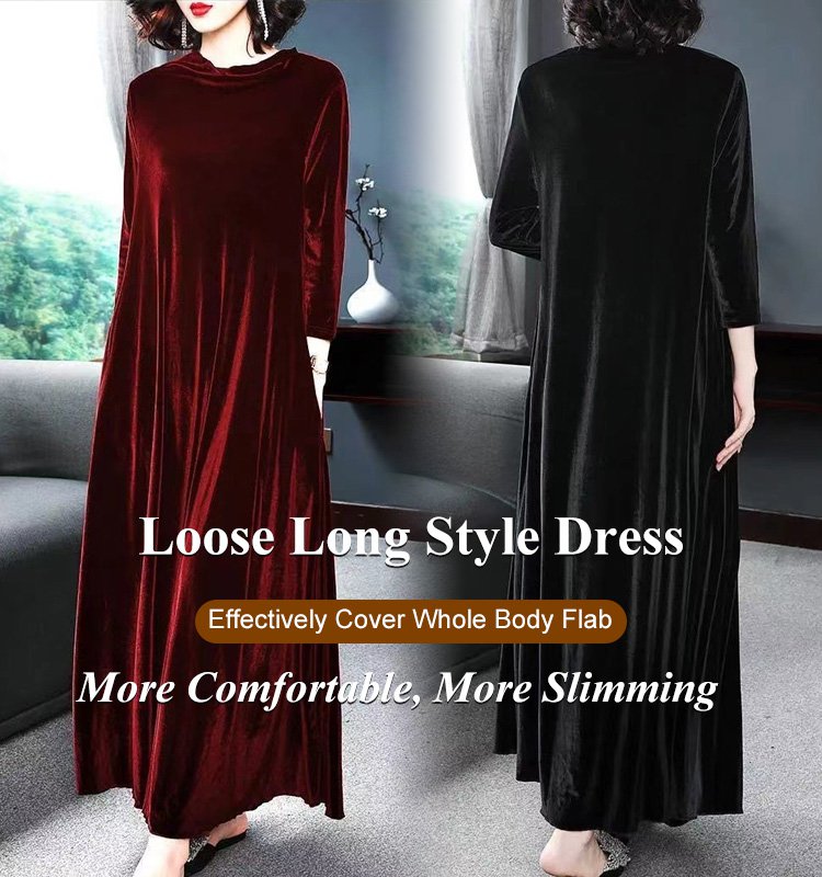 【M-4XL】Elegancka złota aksamitna sukienka, która emanuje elegancją od środka!-3905329