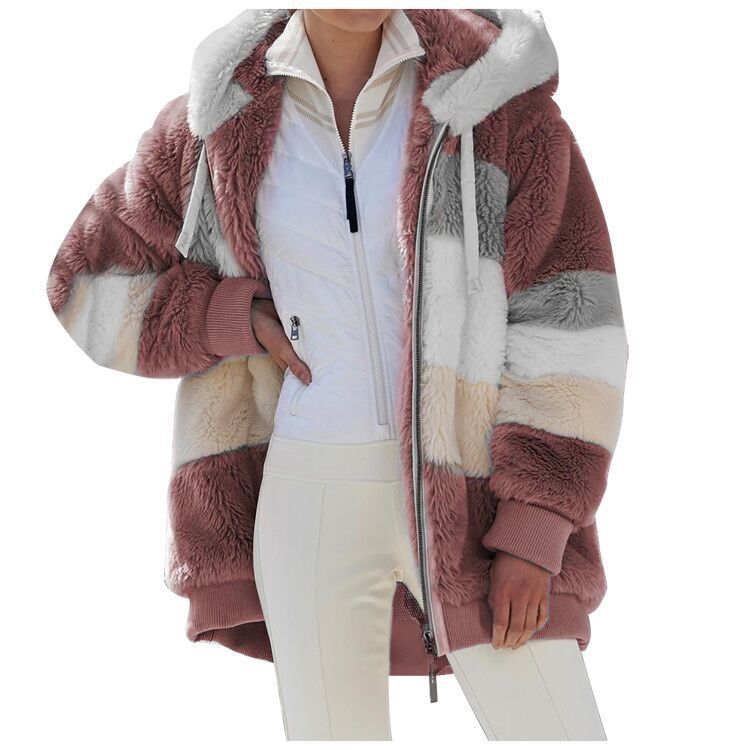 ☃️Ograniczony czas 45% zniżki❄️[S-5XL] 2024 nowa damska kurtka w grube, pluszowe kontrastowe paski-3788959