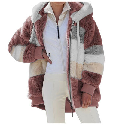 ☃️Ograniczony czas 45% zniżki❄️[S-5XL] 2024 nowa damska kurtka w grube, pluszowe kontrastowe paski-3788959