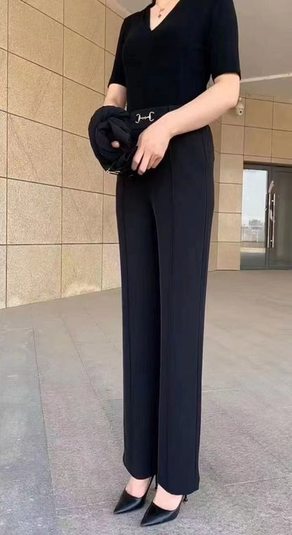 🔥Bestseller🔥Pantaloni drepți noi de înaltă calitate, pantaloni casual de îmbrăcăminte exterioară de vară, pantaloni simpli subțiri cu talie înaltă 【M-4XL】