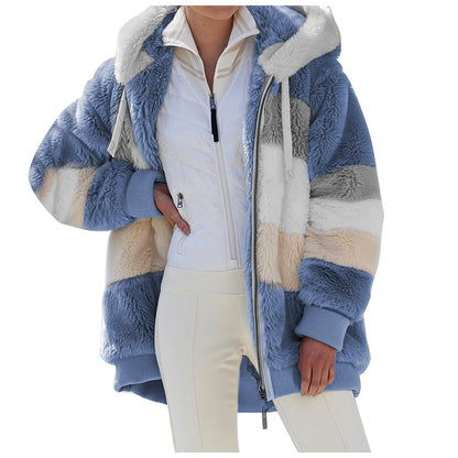 ☃️Ograniczony czas 45% zniżki❄️[S-5XL] 2024 nowa damska kurtka w grube, pluszowe kontrastowe paski-3788959
