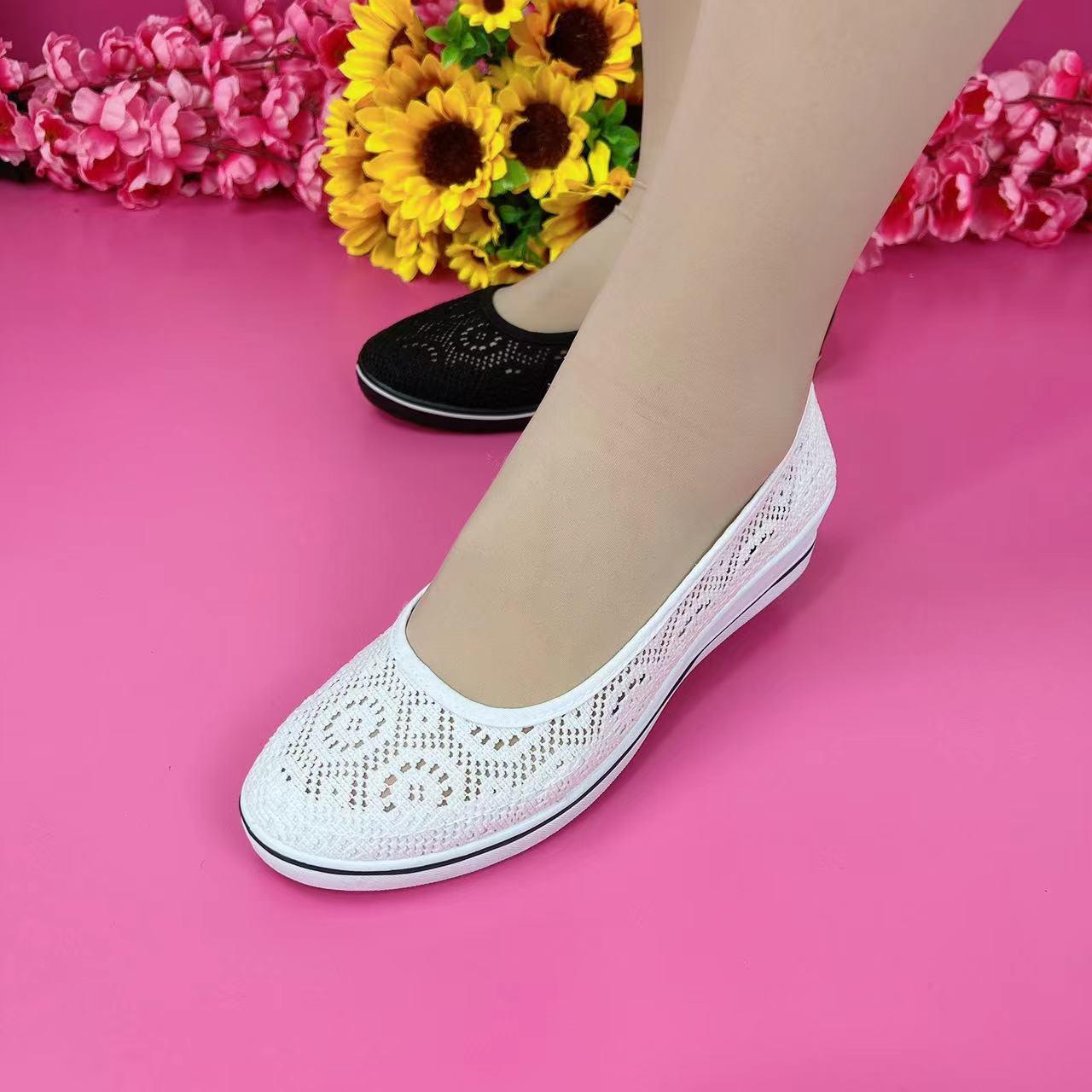 🌺🌺【35-41】🩰 2025 Wiosenne i letnie nowe, oddychające siateczkowe buty na koturnie wygodne buty na co dzień-3915274