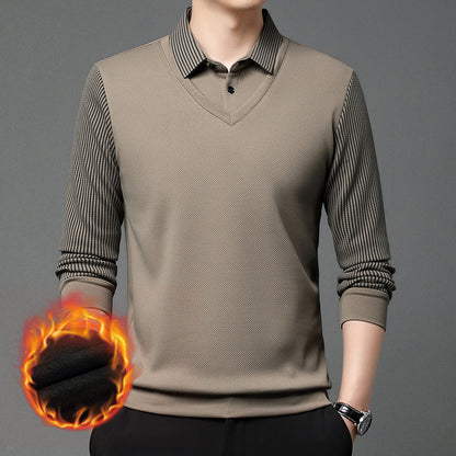 【M-4XL】👔 Dwuczęściowa koszulka POLO ze sztucznymi paskami-3838679
