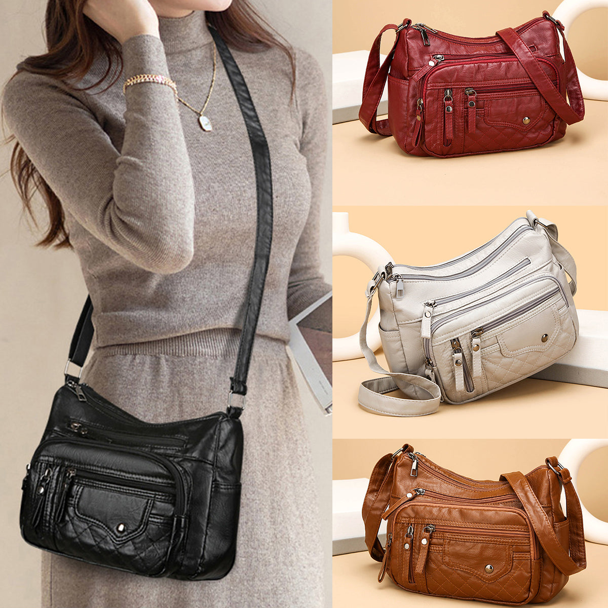 👜2024 nowa duża skórzana torba na ramię/torebka crossbody z miękkiej skóry-3834417