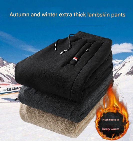 👖2024 Iarna Bărbați de iarnă Lambswool îngroșat Casual cald Sweatpants cald-3819341