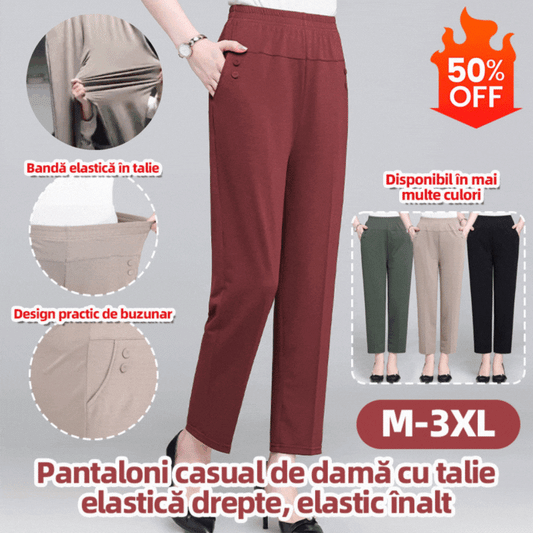 🔥【45% zniżki przez ograniczony czas】Dámske ležérne nohavice s rovným elastickým pásom, vysoká elasticita