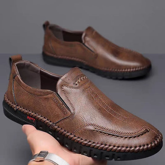 👞【39-44】Nowe męskie skórzane buty casualowe z miękką podeszwą - antypoślizgowe - oddychające-3956081