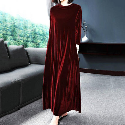 【M-4XL】Elegancka złota aksamitna sukienka, która emanuje elegancją od środka!-3905329